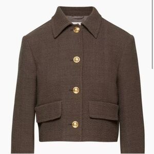 ARITZIA Babaton Frances Cropped Tweed Blazer Jacket in Brown